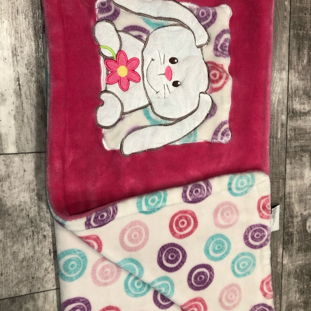 Little miracles Bunny Baby Blanket with Pink and Multicolor Design